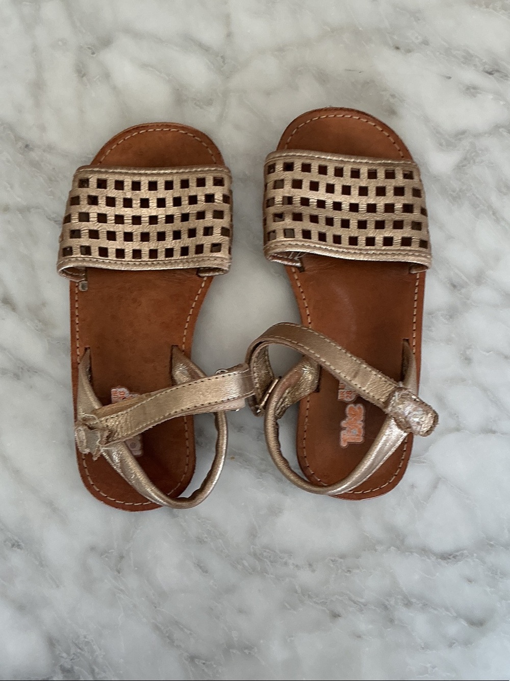 Women's Metallic Open-Weave Ankle-Strap Sandals - Gold